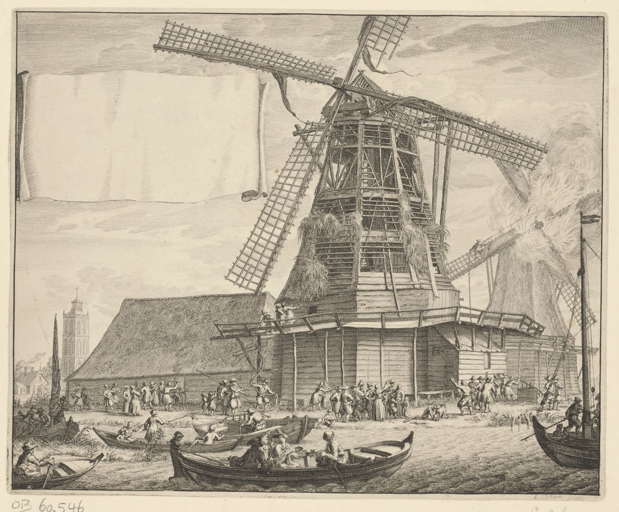 Incendie du moulin à huile De Zeug à Wormer, 1699 - Laurens Scherm