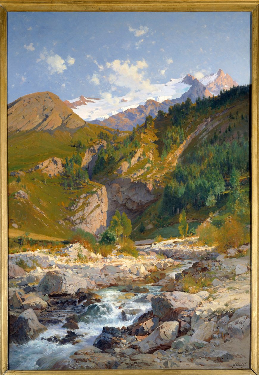 Le torrent à Chavalchère, glacier de Tabuchet et la montagne de la Meije - Laurent Guétal