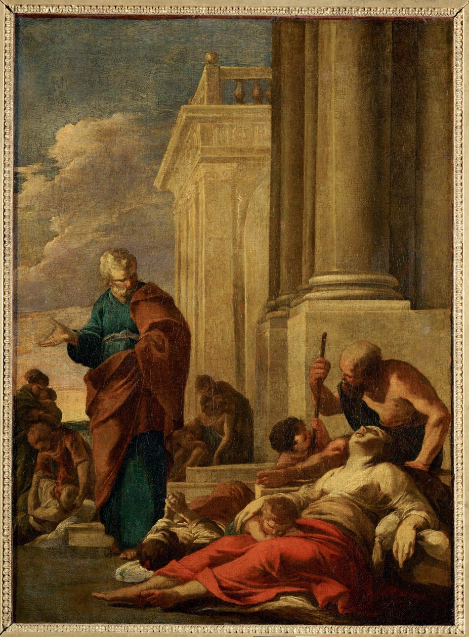 Saint Pierre guérissant les malades avec son ombre - Saint Peter heals the sick with his shadow ... - Laurent de (workshop of) La Hyre
