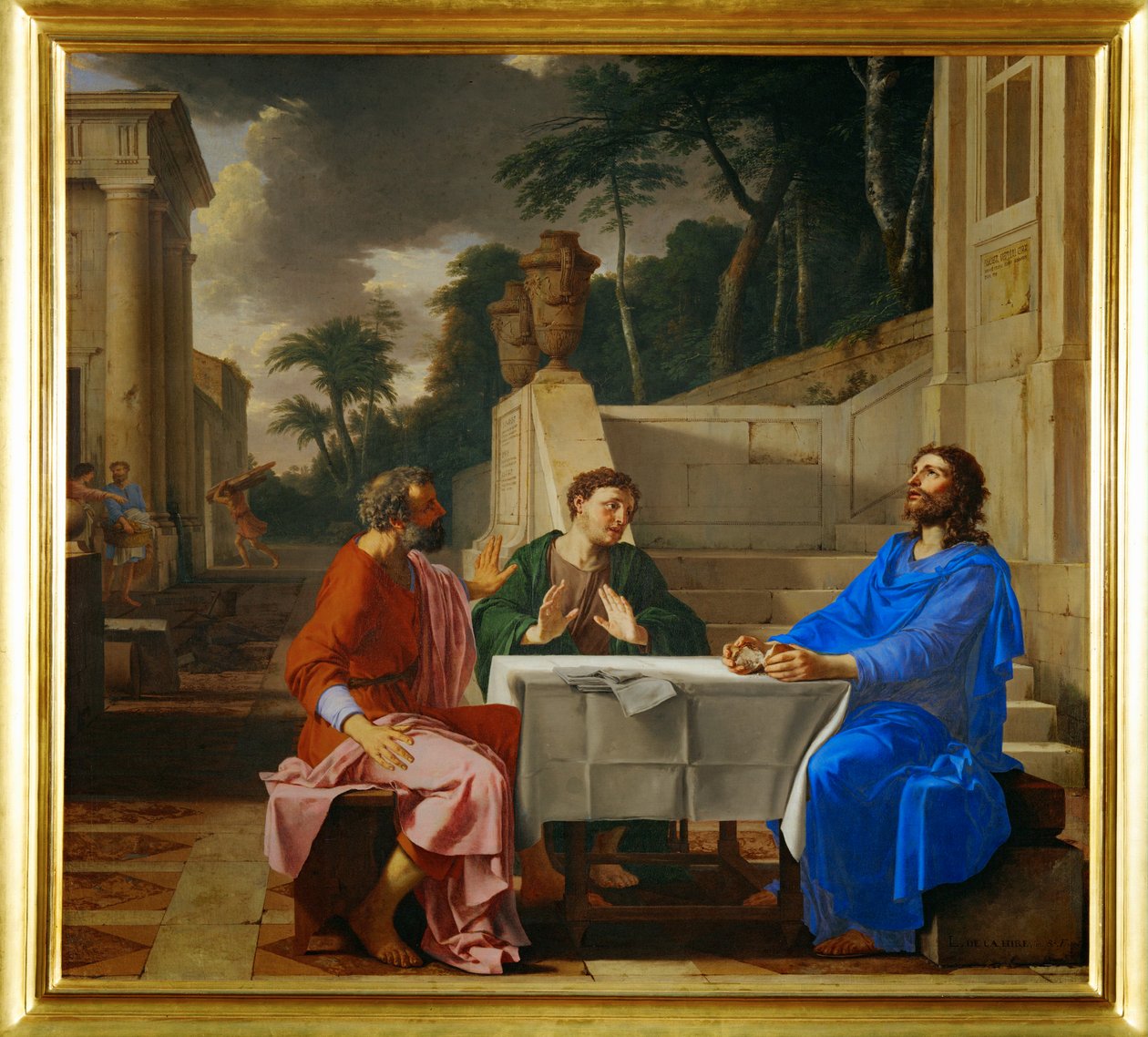 Le repas à Emmaüs (peinture sur toile) - Laurent de La Hire or La Hyre