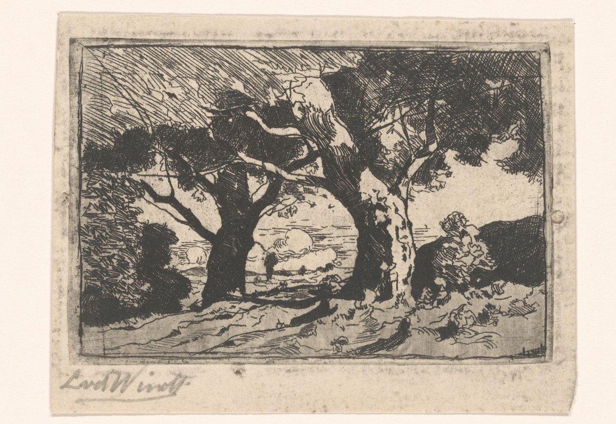 Paysage avec deux grands arbres - Laurent van der Windt (signed by artist)
