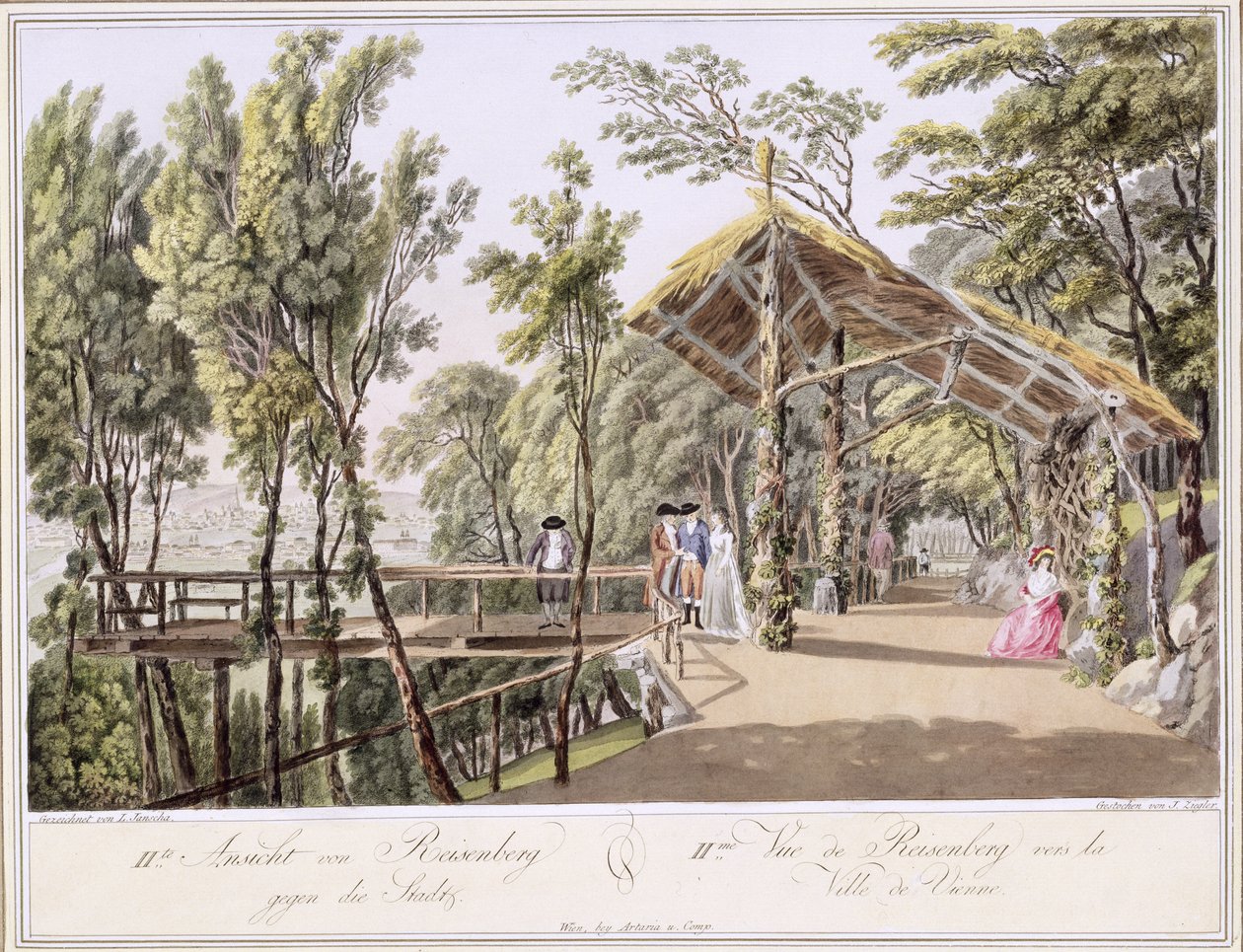 Vue des jardins de Reisenberg près de Vienne, gravé par Johann Ziegler - Laurenz Janscha