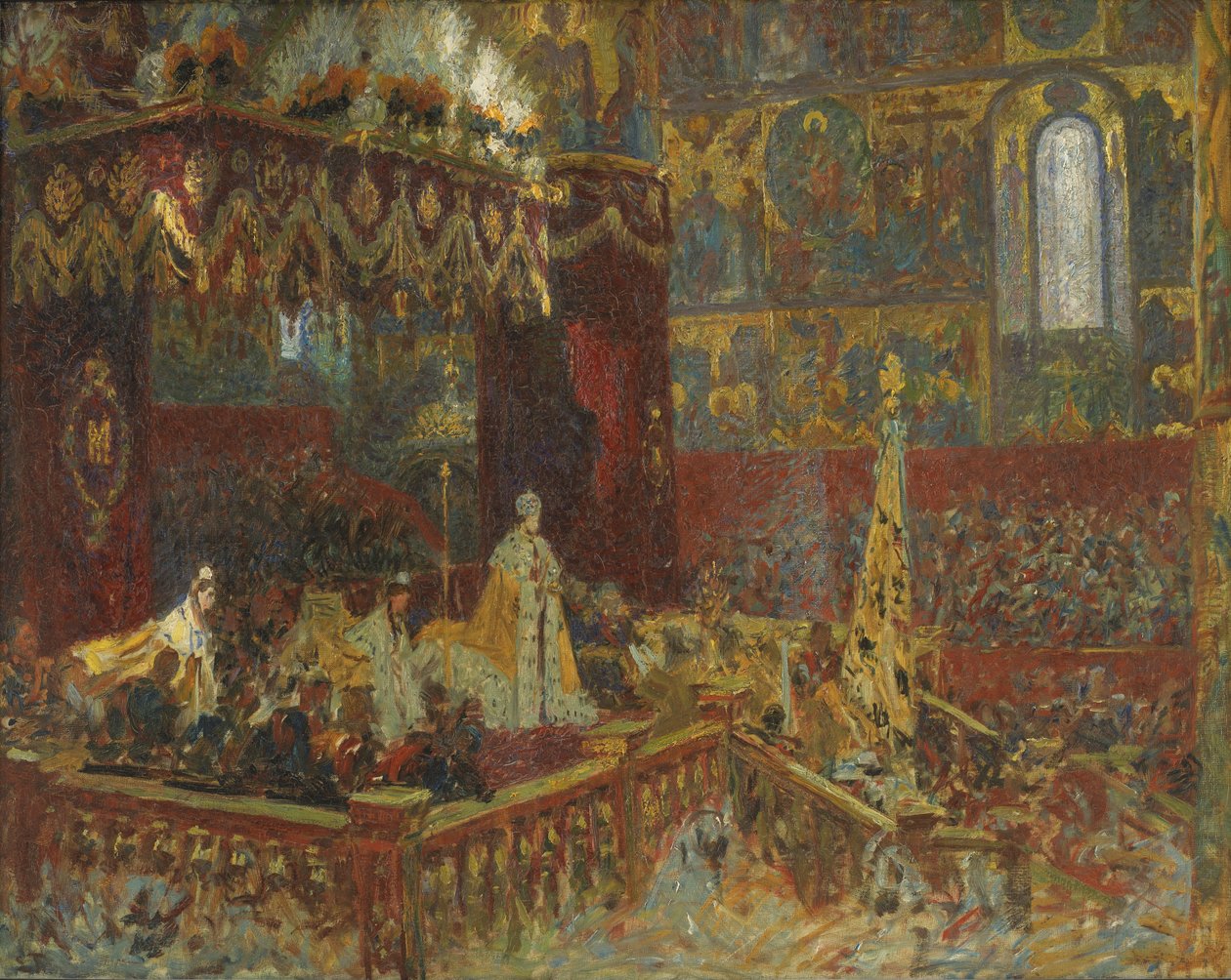 Cérémonie de couronnement du tsar Nicolas II à Moscou. Esquisse - Laurits Regner Tuxen