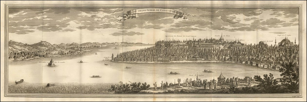 1711 illustration - Vue du Grande Serrail de Constantinople - Le Blond