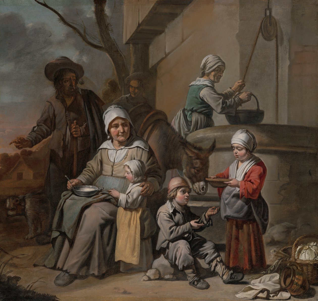 Le Maître aux Béguins - Peasant Family at a Well, 1650-60 - Le Nain Brothers