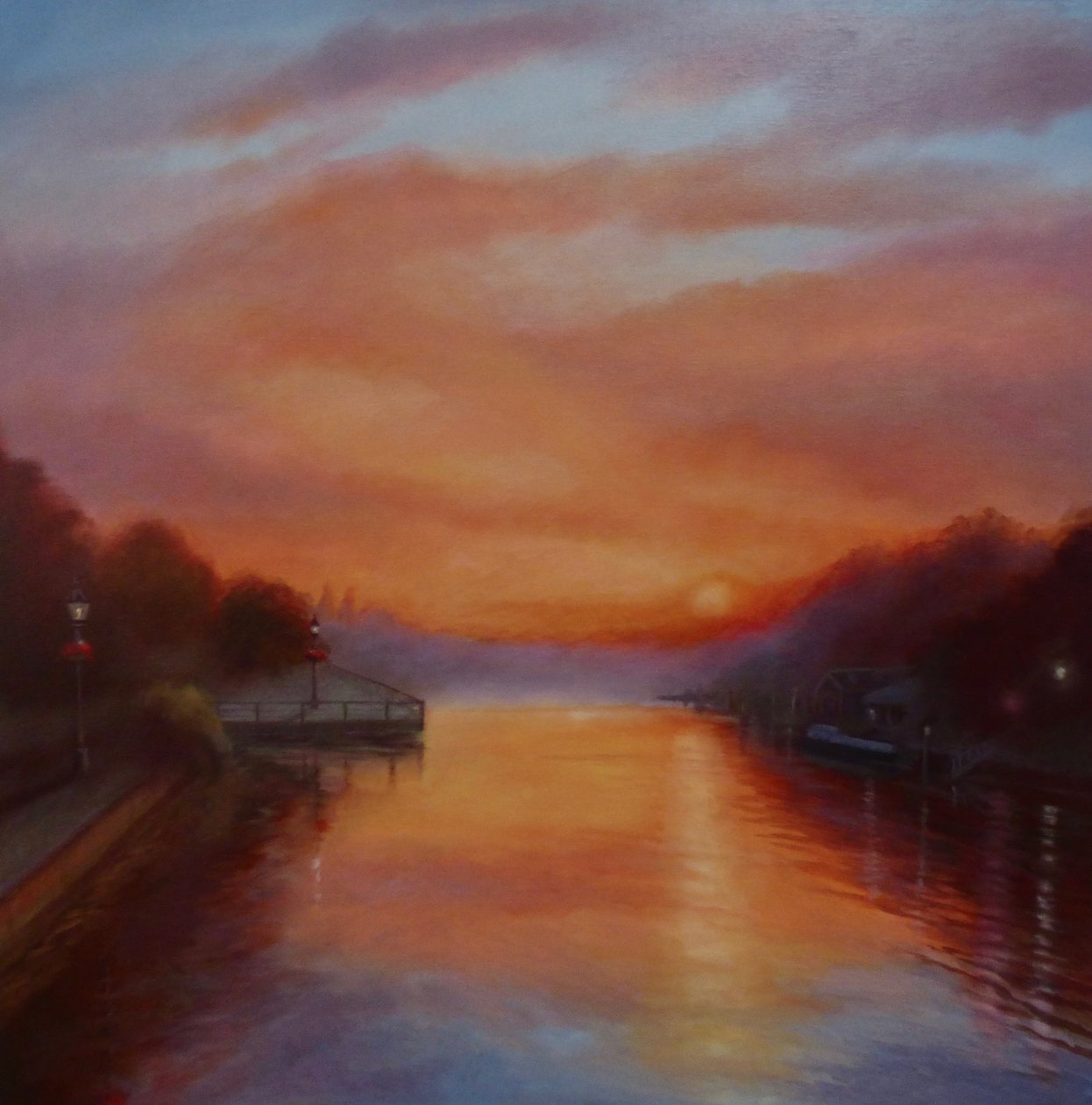 Lever de soleil sur la Tamise, 2024 (huile sur toile) - Lee Campbell
