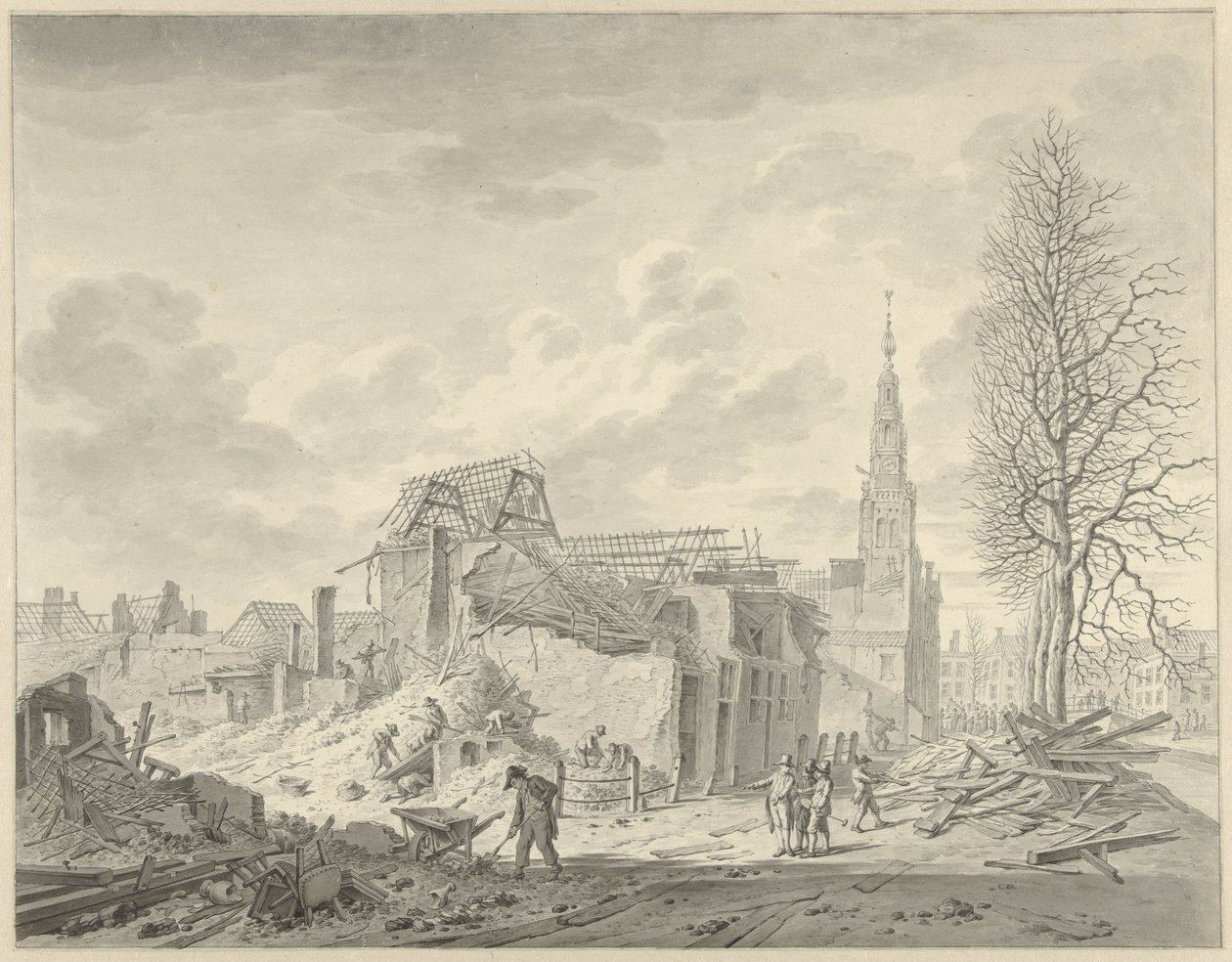 Vue sur le Rapenburg à Leyde après l