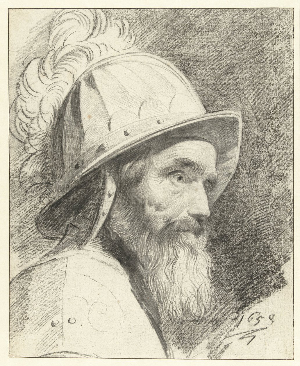 Buste de guerrier avec casque - Leendert van der Cooghen