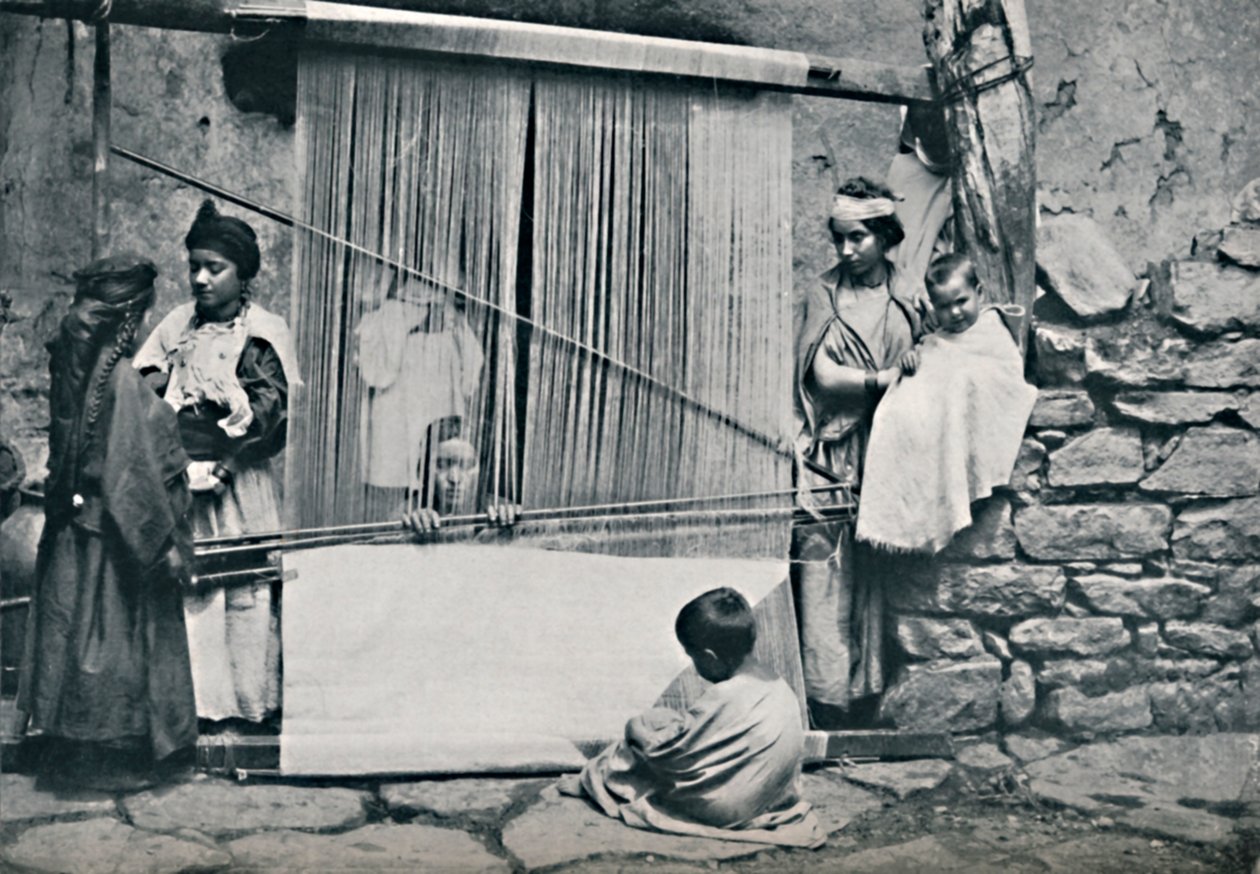 Tisserands kabyles et métier à tisser traditionnel, Algérie du Nord, 1912 - Legrand