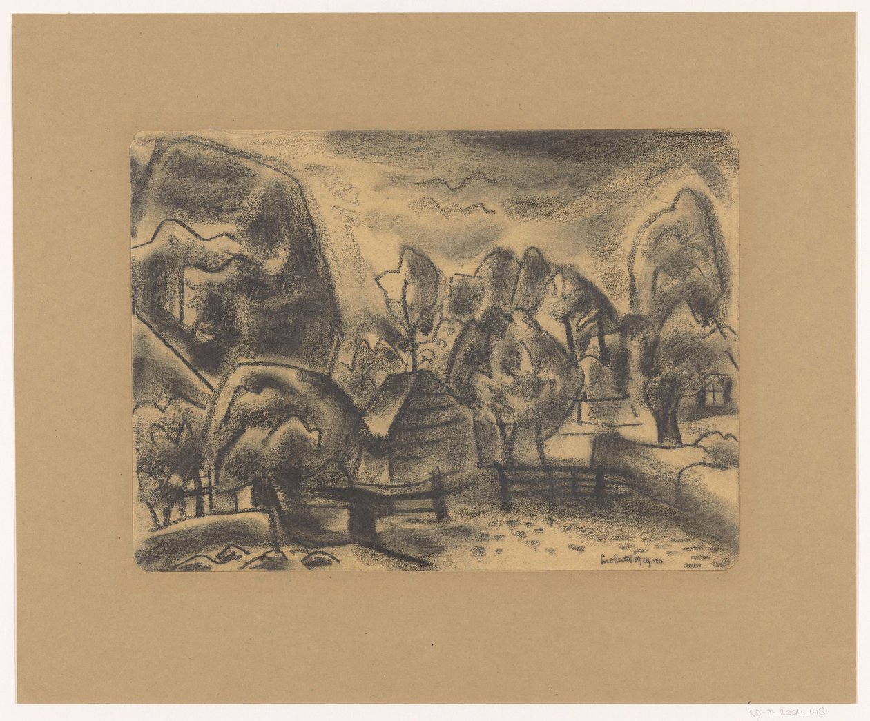 Paysage avec ferme entre les arbres - Leo Gestel (signed by artist)