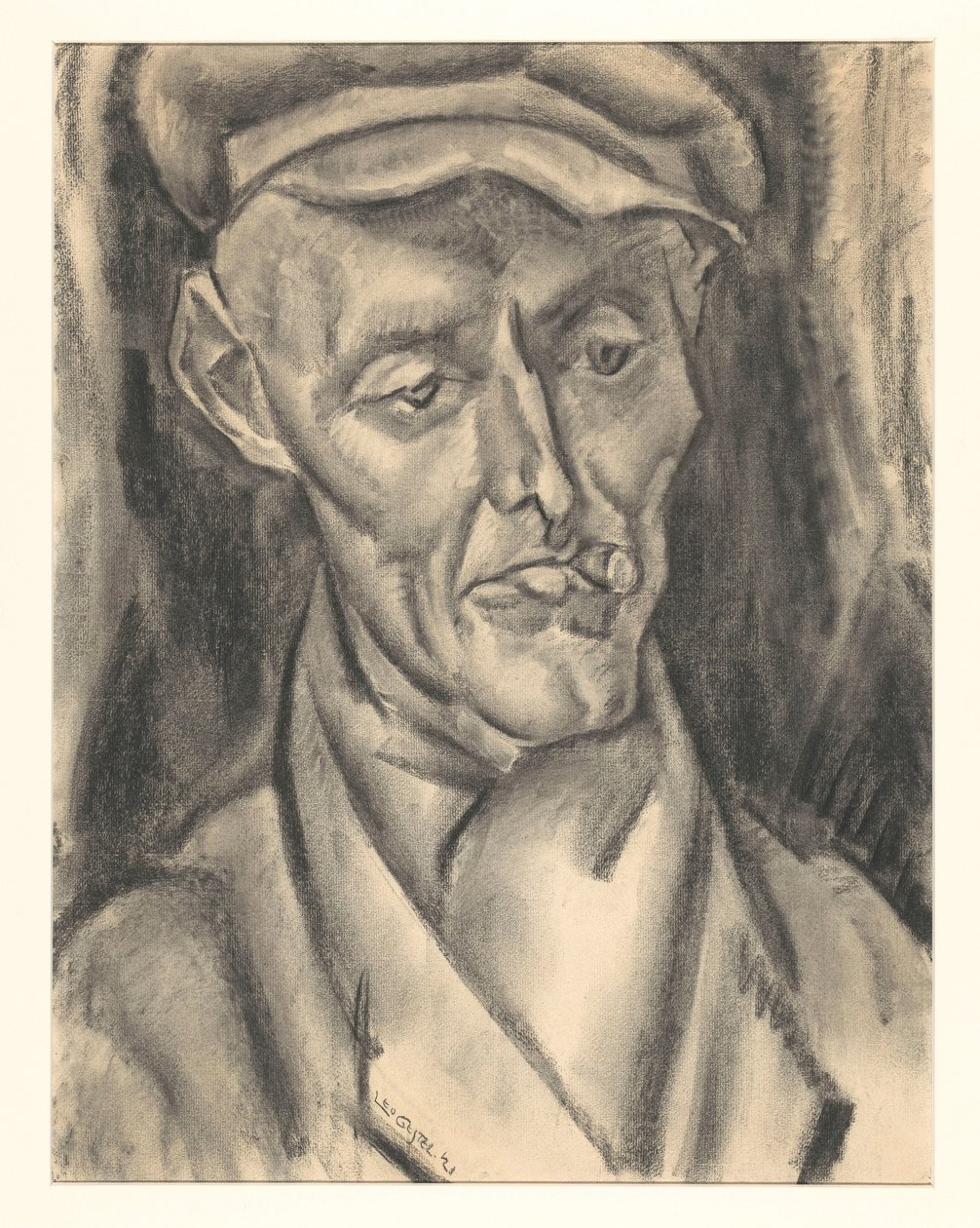 Homme avec casquette et cigare - Leo Gestel (signed by artist)