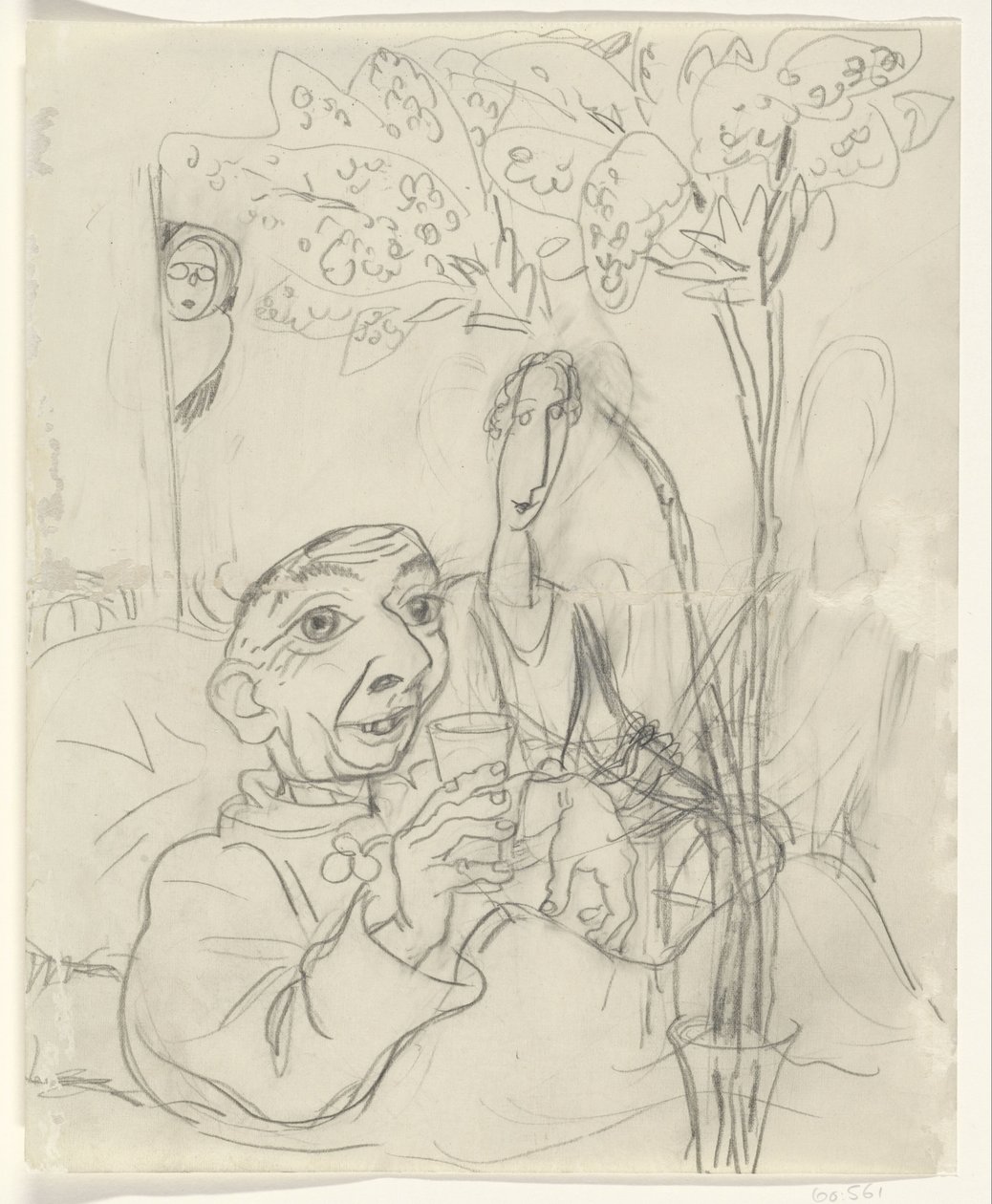 Caricature de Leo Gestel sur son lit de malade - Leo Gestel