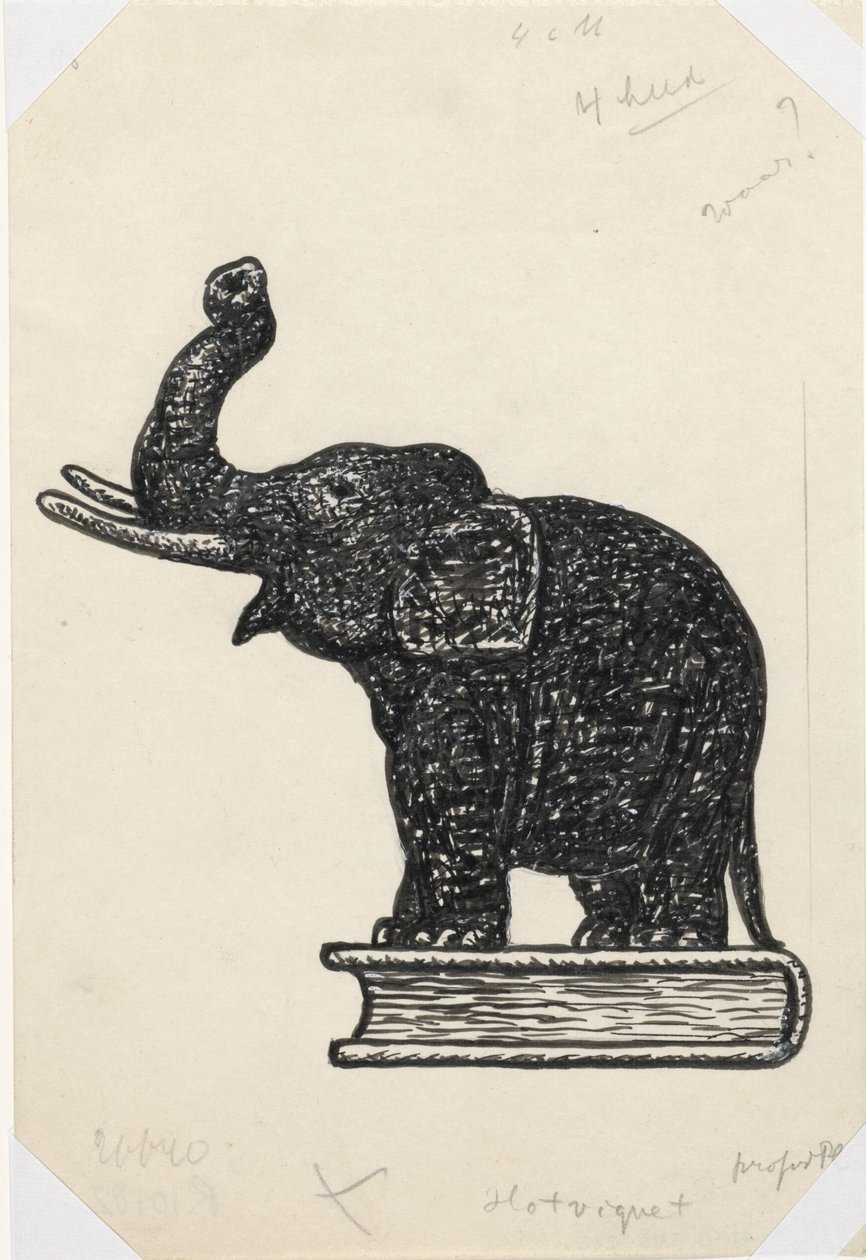 Éléphant sur un livre (esquisse) - Leo Gestel