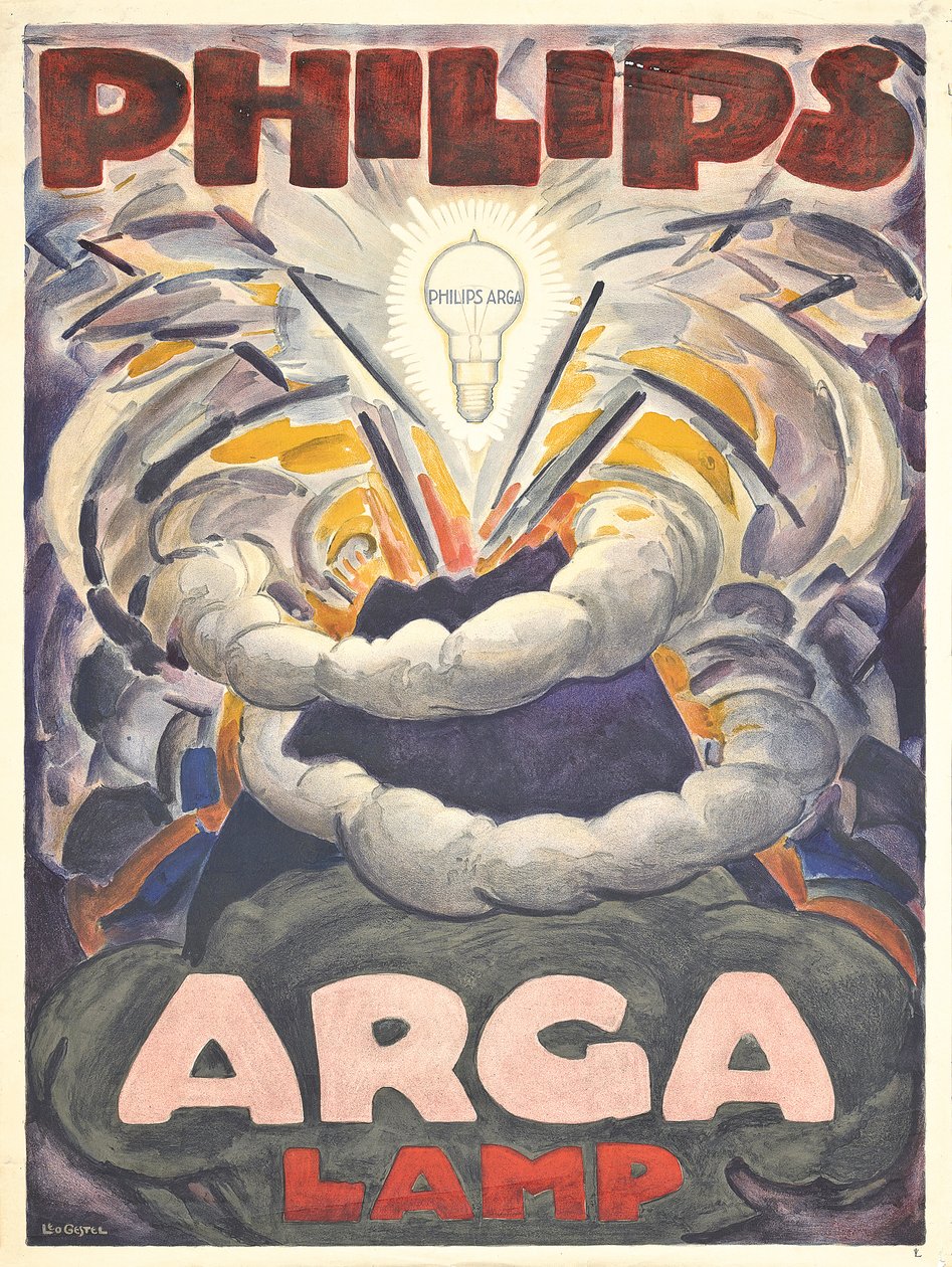 Affiche publicitaire pour la lampe Philips Arga, c.1918 - Leo Gestel