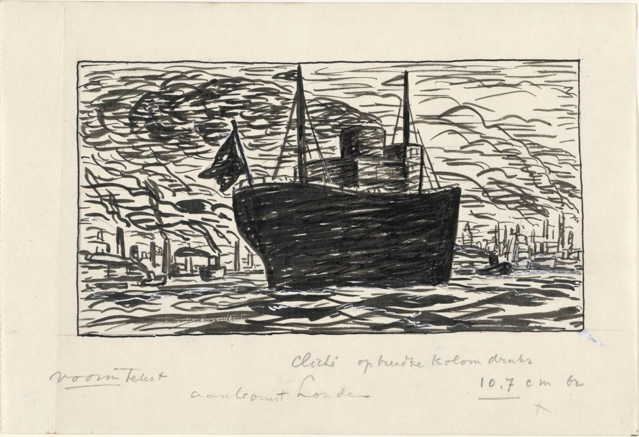 Navire entrant dans le port de Londres - Leo Gestel