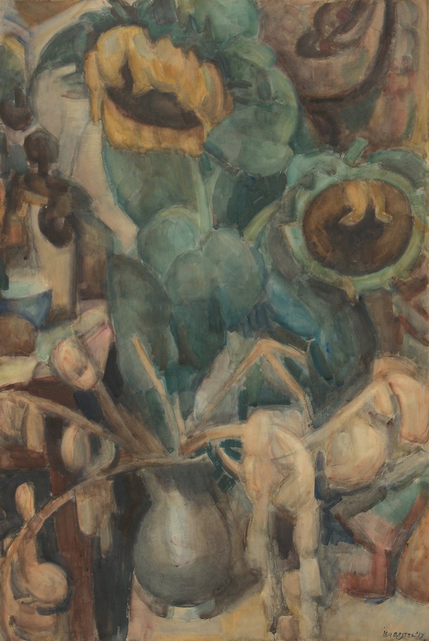 Nature morte avec tournesols dans un vase - Leo Gestel