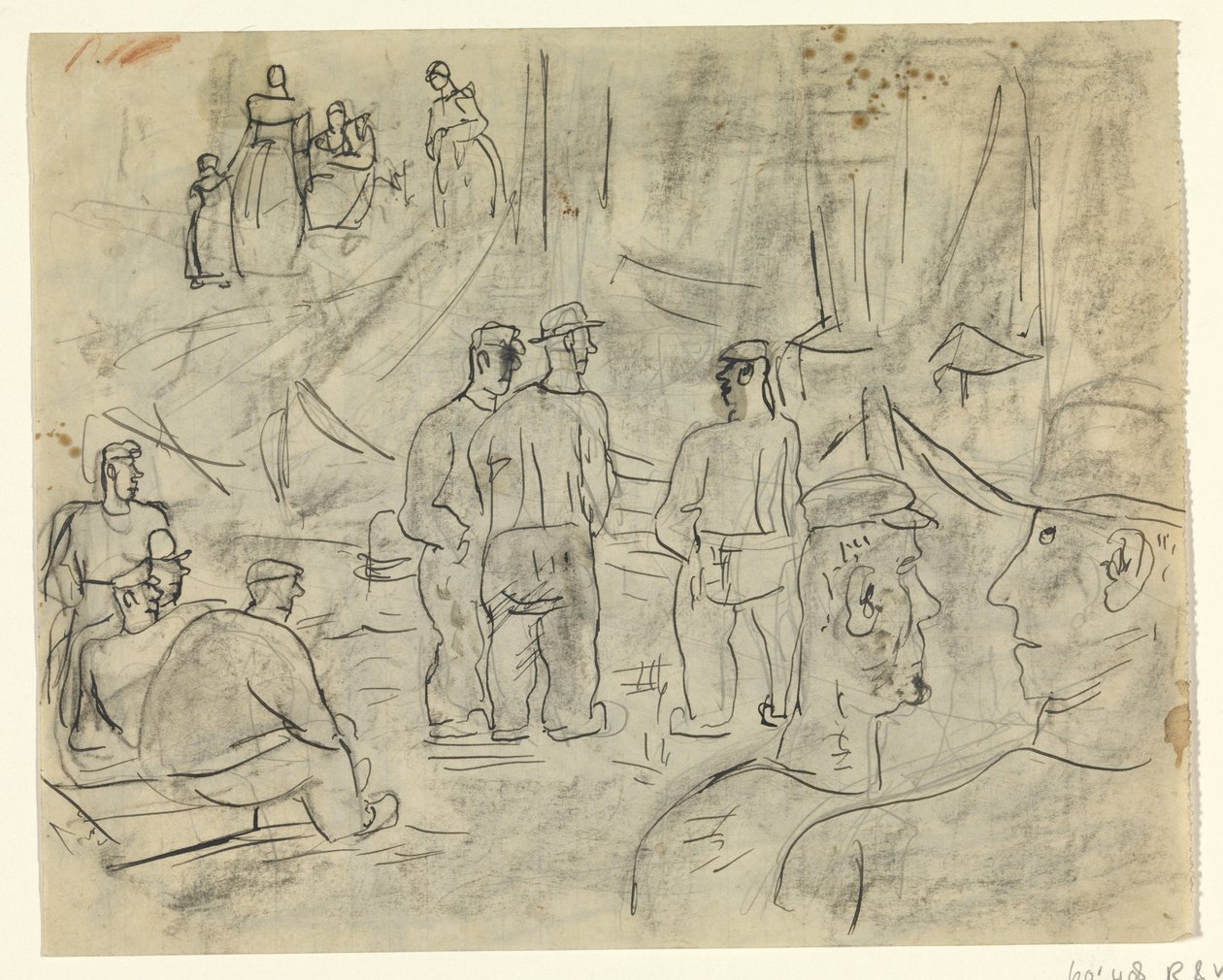 Pêcheurs dans un port - Leo Gestel