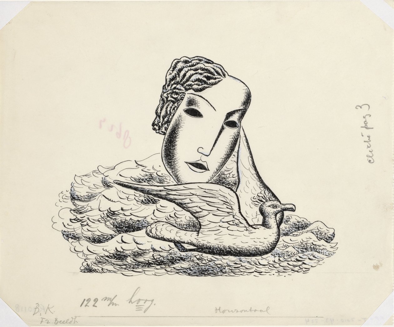 Tête de femme avec oiseau (esquisse) - Leo Gestel