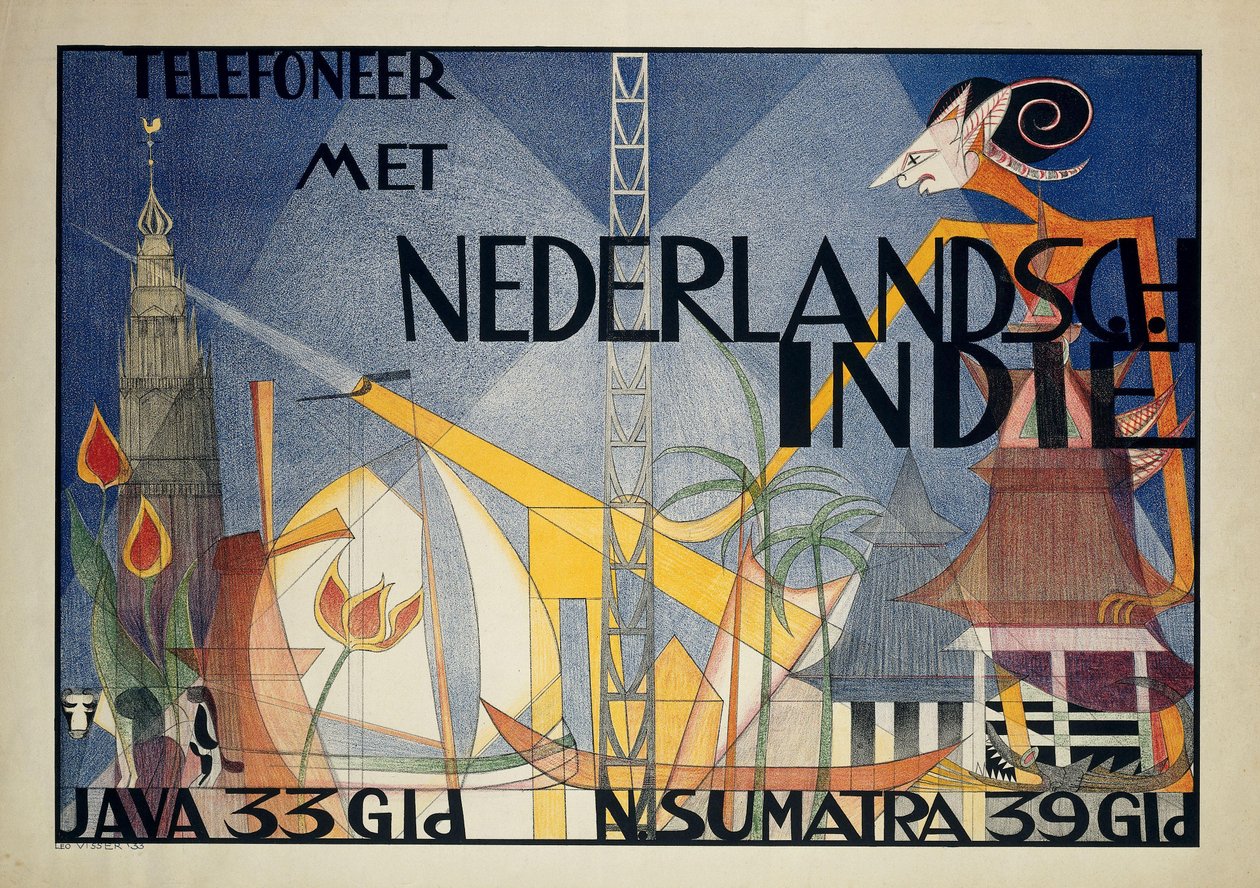 Affiche Téléphonez avec les Indes néerlandaises - Leo Visser