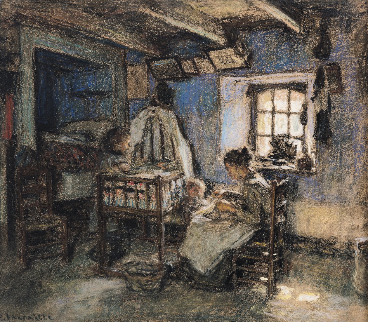 Intérieur domestique, Wissant, 1913 - Leon Augustin Lhermitte