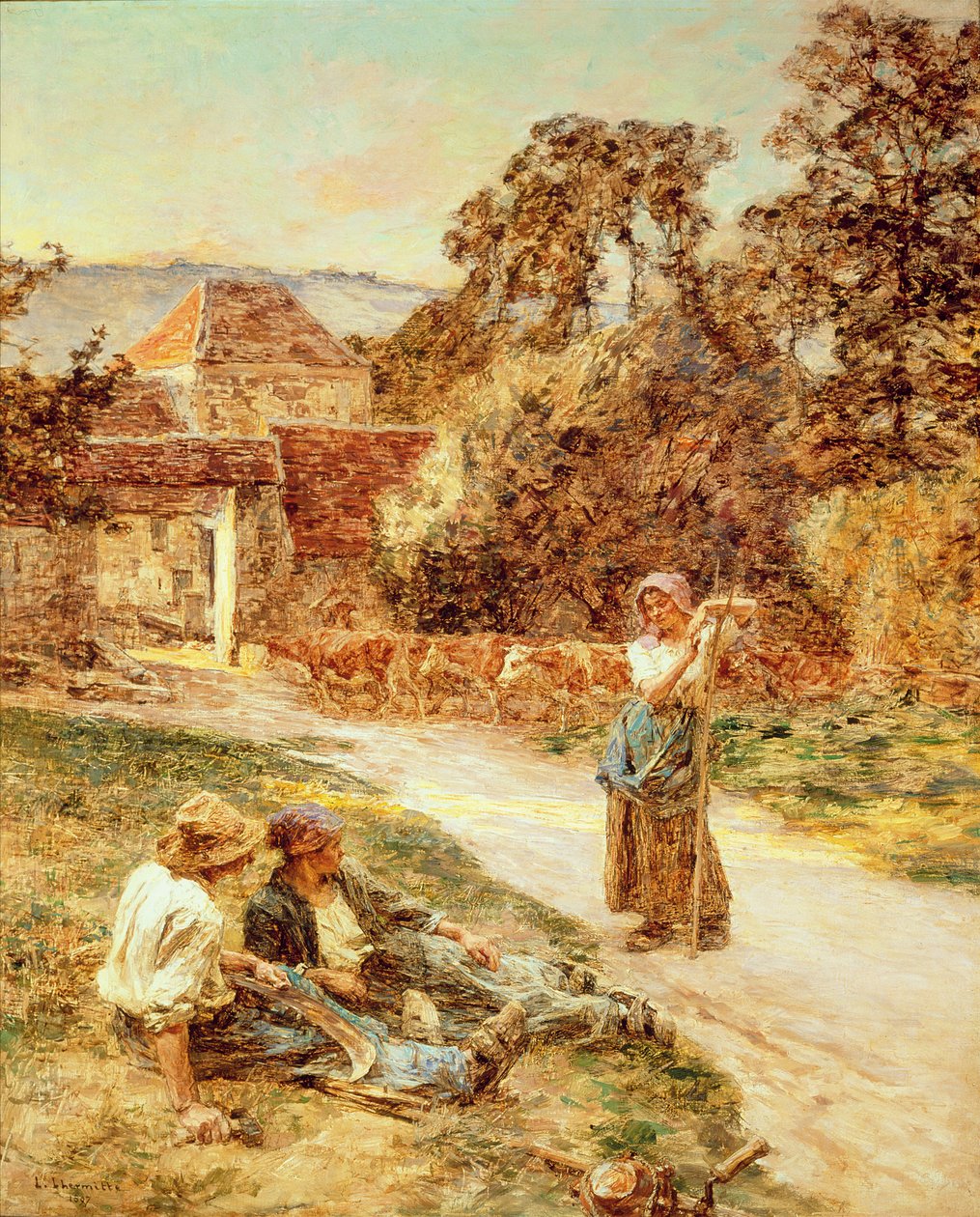 Coucher de soleil, retour du bétail, 1897 - Leon Augustin Lhermitte