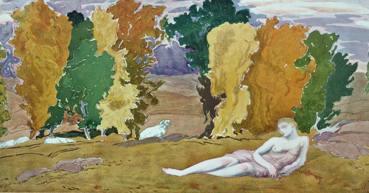 Conception pour un panneau décoratif, de Daphnis et Chloé - Leon Bakst