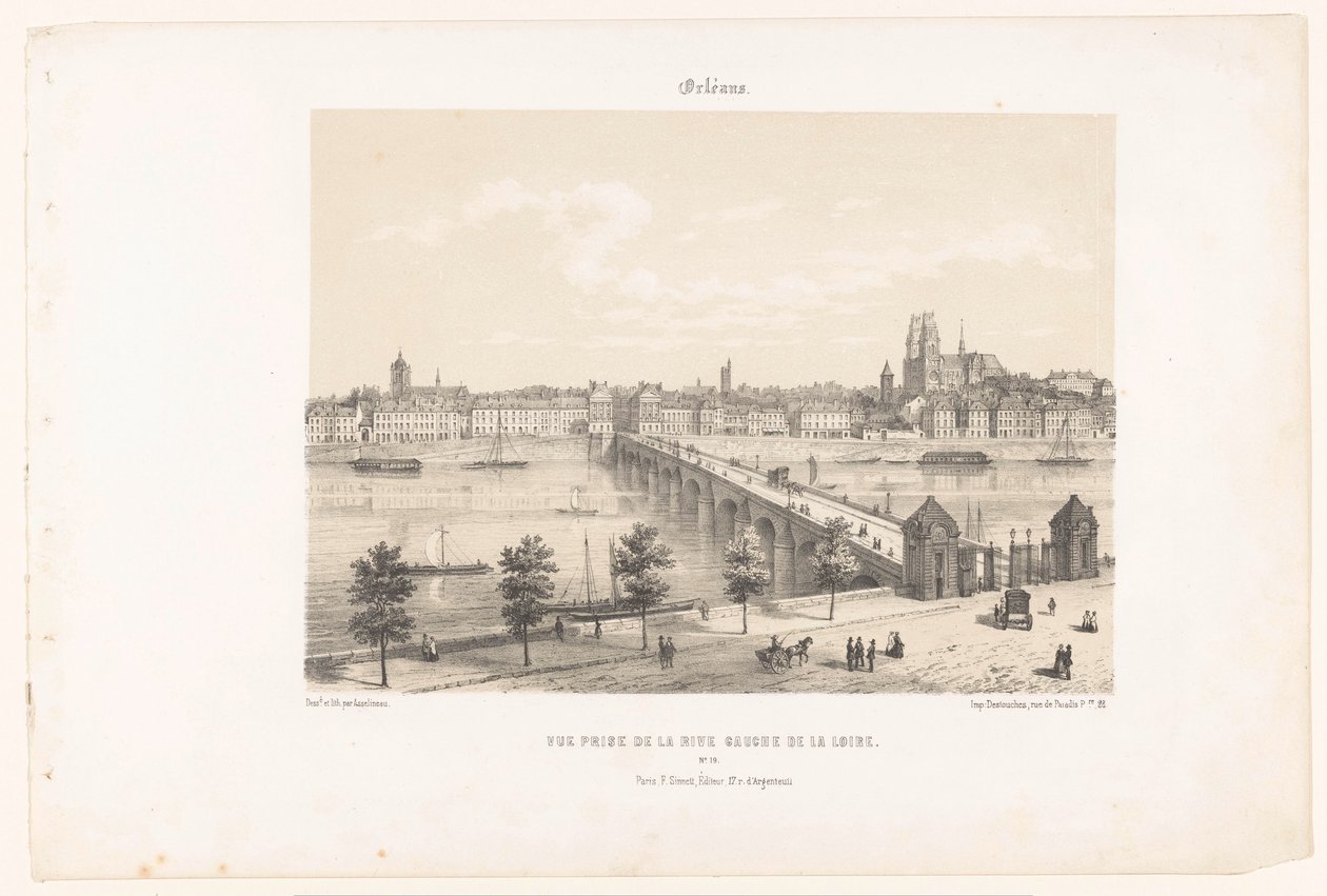 Zicht op Orléans vanaf de linkeroever van de Loire - Leon Auguste Asselineau