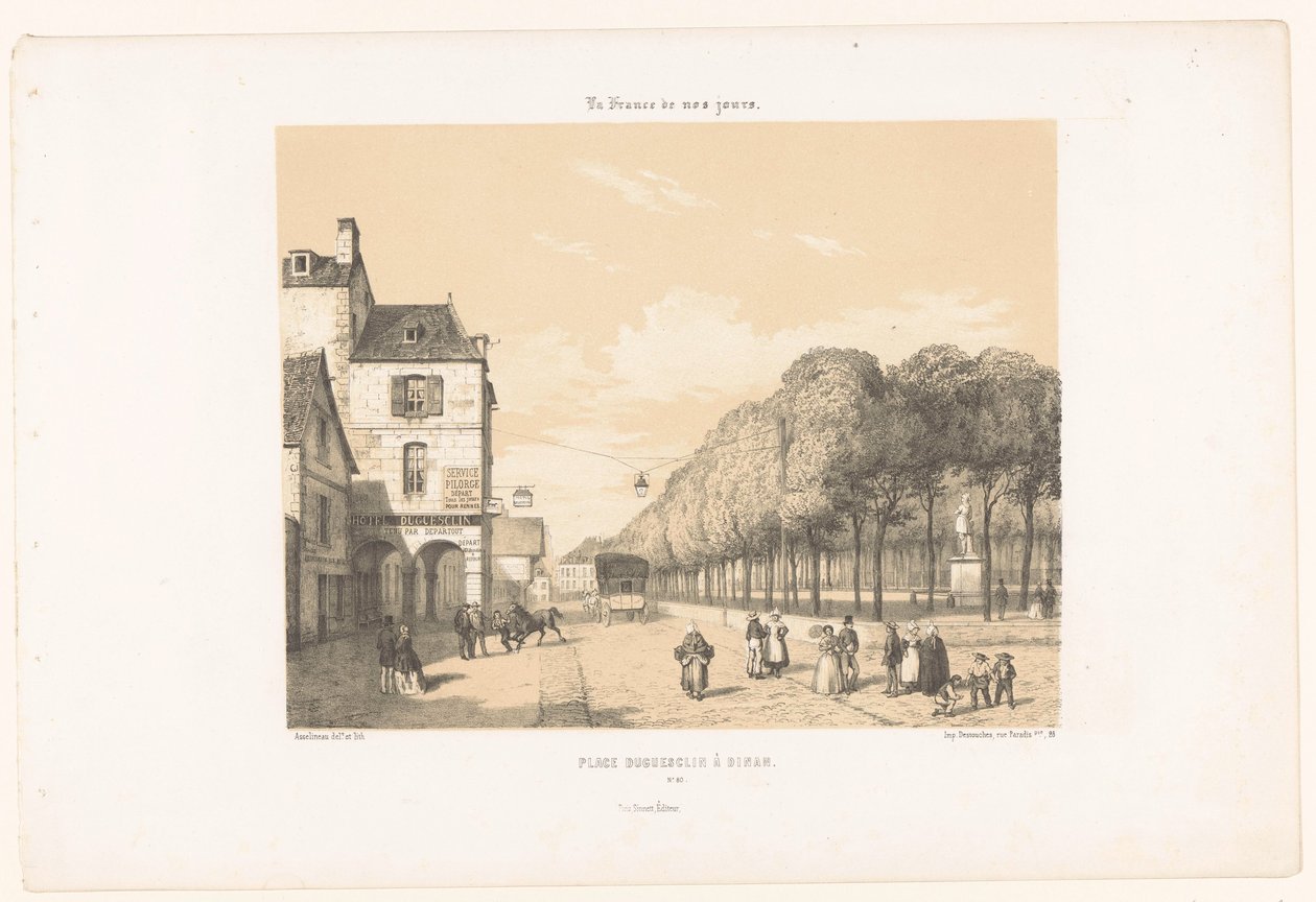 Vue de la Place Du Guesclin à Dinan - Leon Auguste Asselineau
