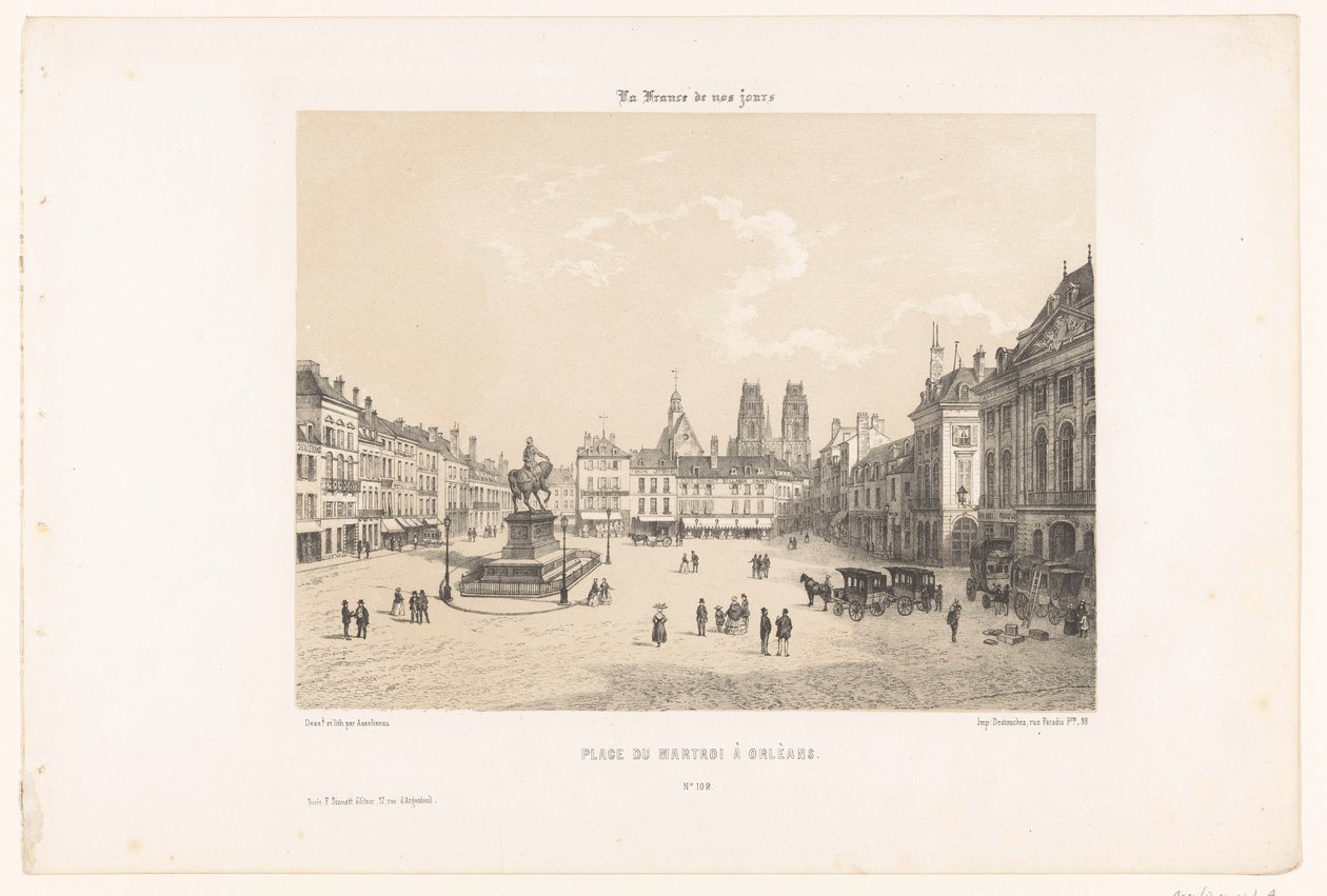 Vue de la Place du Martroi à Orléans - Leon Auguste Asselineau