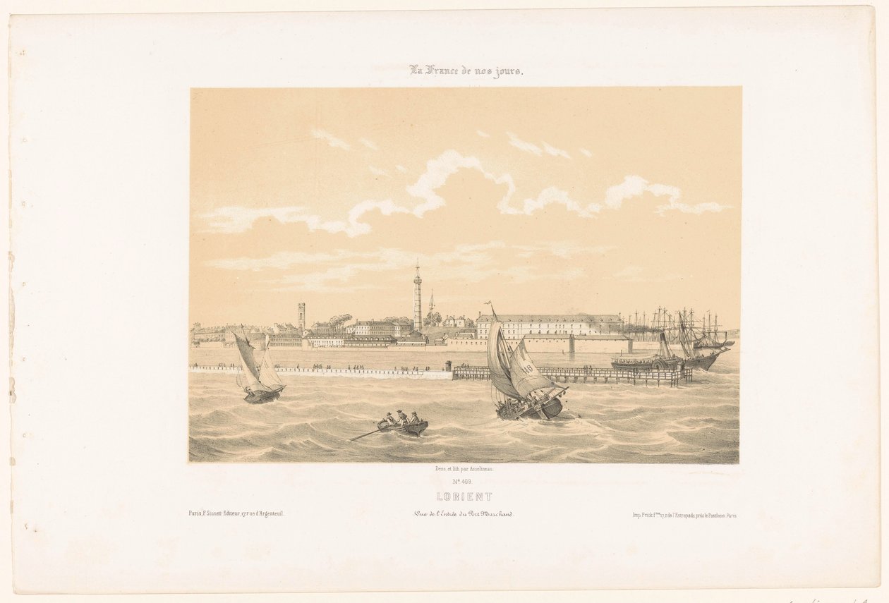 Zicht op de haveningang van Lorient - Leon Auguste Asselineau