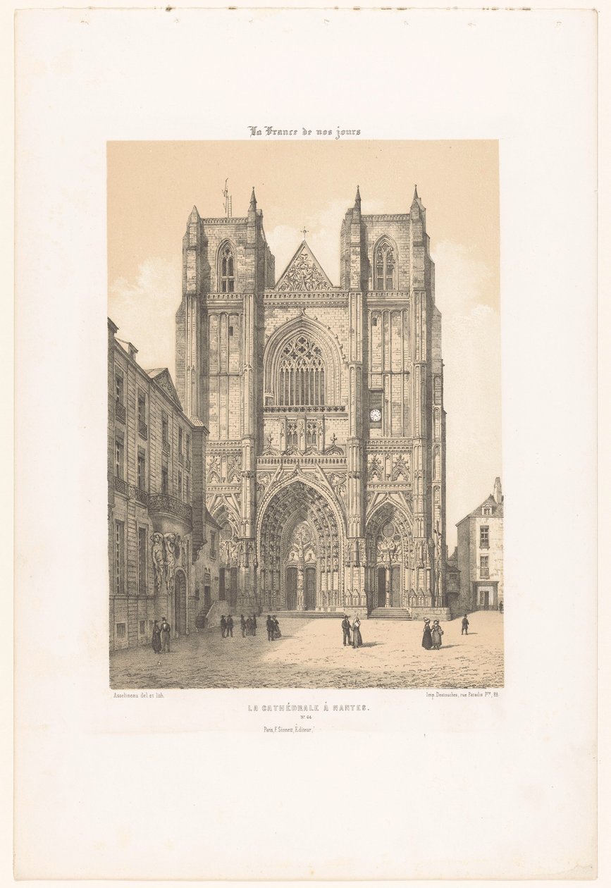 Zicht op de kathedraal van Sint-Pieter en Sint-Paulus in Nantes - Leon Auguste Asselineau