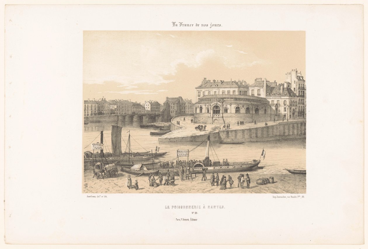 Vue de la poissonnerie à Nantes depuis le quai (La France de nos jours) - Leon Auguste Asselineau