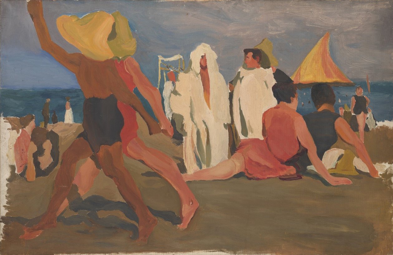 Baigneurs sur le Lido, Venise Serge Diaghilev et Vaslav Nijinsky sur la plage - Leon Bakst
