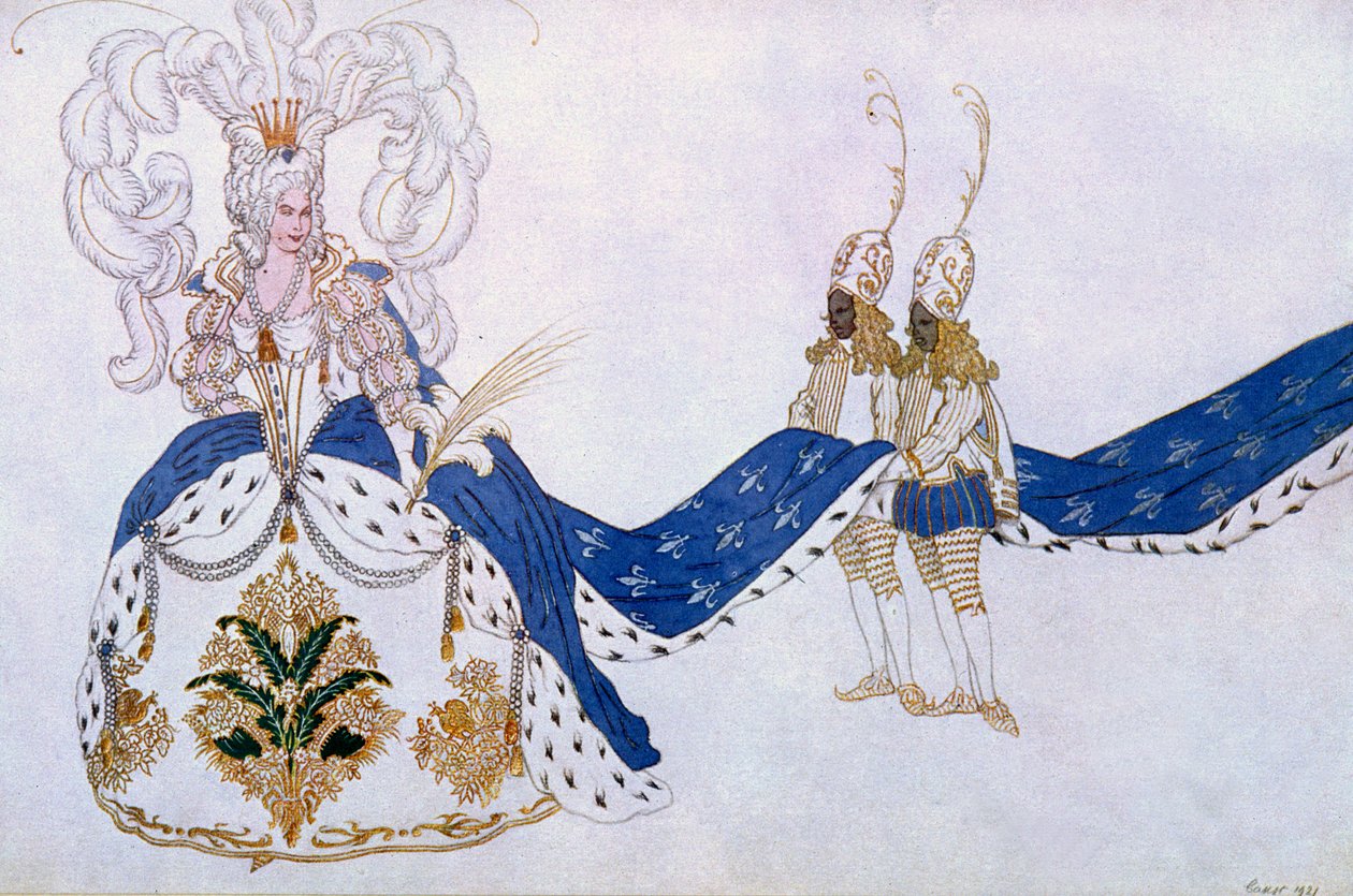 Costume de la Reine et ses Pages, de La Belle au bois dormant, 1921 - Leon Bakst