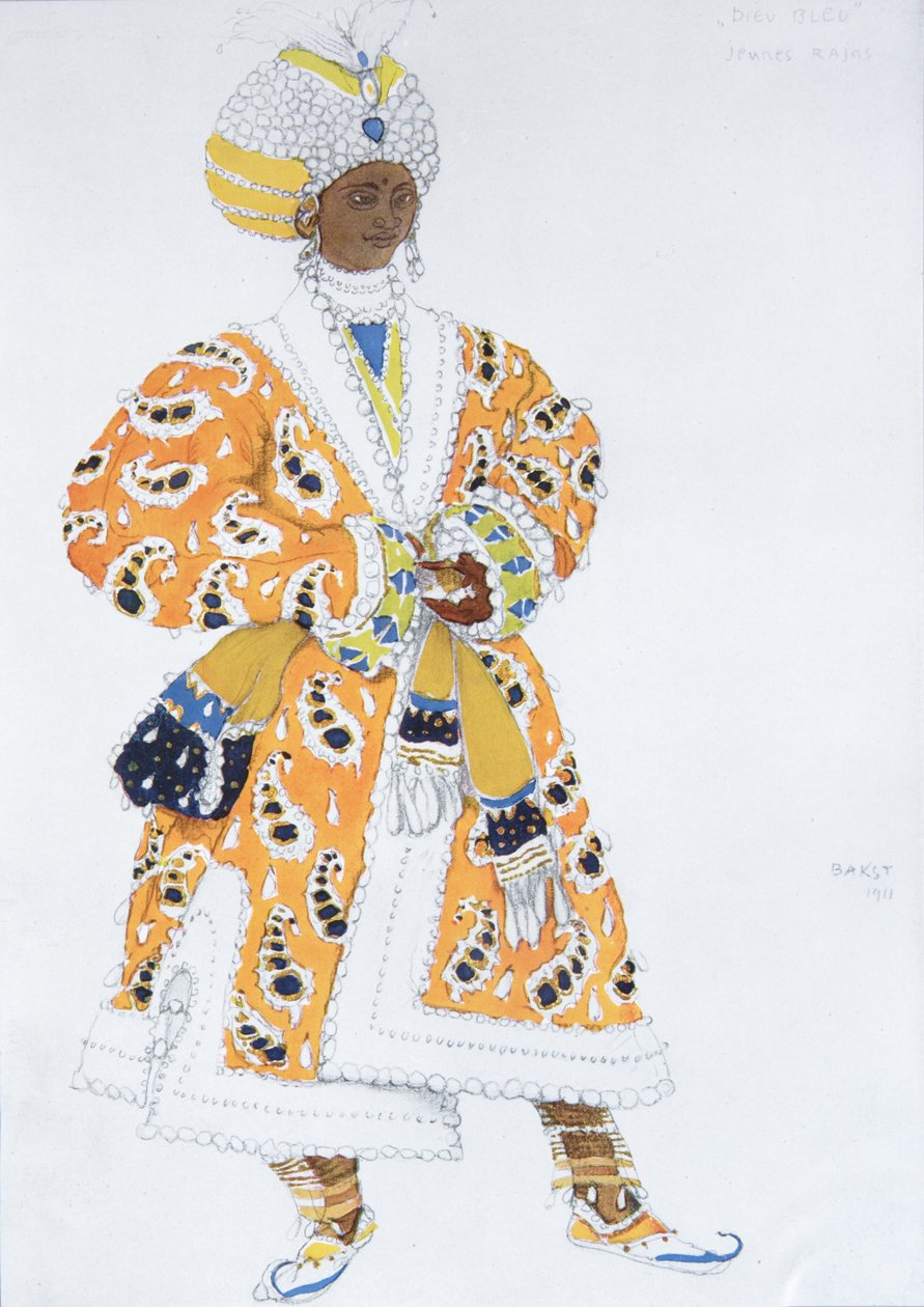 Costume pour Vaslav Nijinsky dans le ballet Le Dieu bleu de R. Hahn, 1912 - Leon Bakst