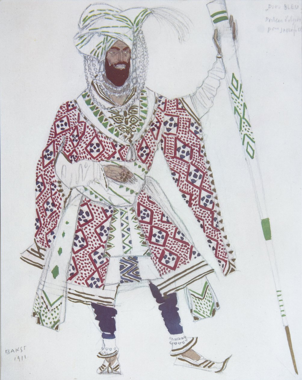 Costume pour le ballet Le Dieu Bleu de R. Hahn - Leon Bakst