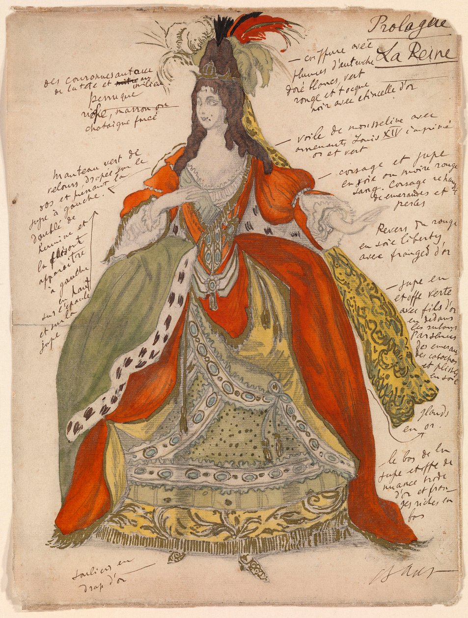 Costume préparatoire de la reine, pour le ballet "La belle au bois dormant" de Piotr Tchaikovski - Leon Bakst