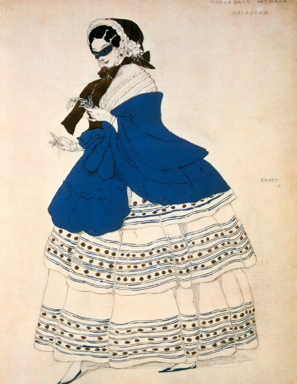 Estrella, design pour un costume pour le ballet Carnaval composé par Robert Schumann, 1919 - Leon Bakst