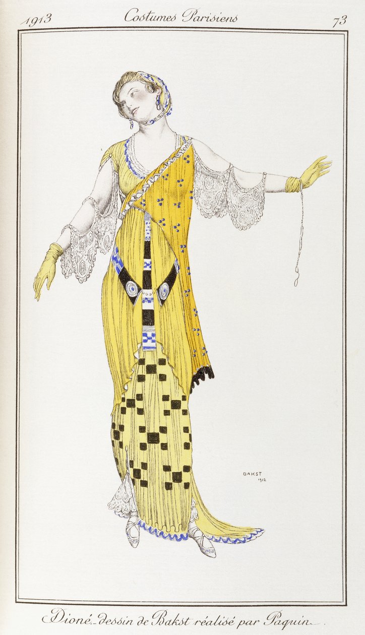 Vêtements parisiens : Dione-dessin par Bakst exécuté par Paquin, 1913 - Leon Bakst