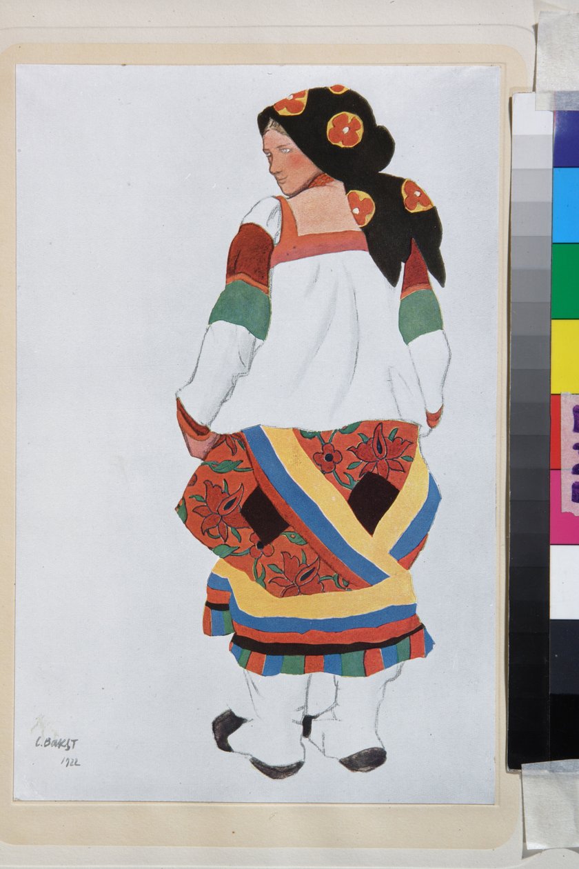 Paysanne, costume pour le vaudeville Vieux Moscou, au théâtre Femina, Paris - Leon Bakst