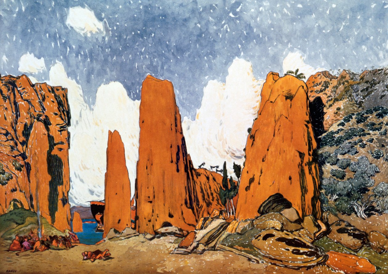 Décor de scène pour une production des Ballets Russes de Daphnis et Chloé de Ravel, 1912 - Leon Bakst