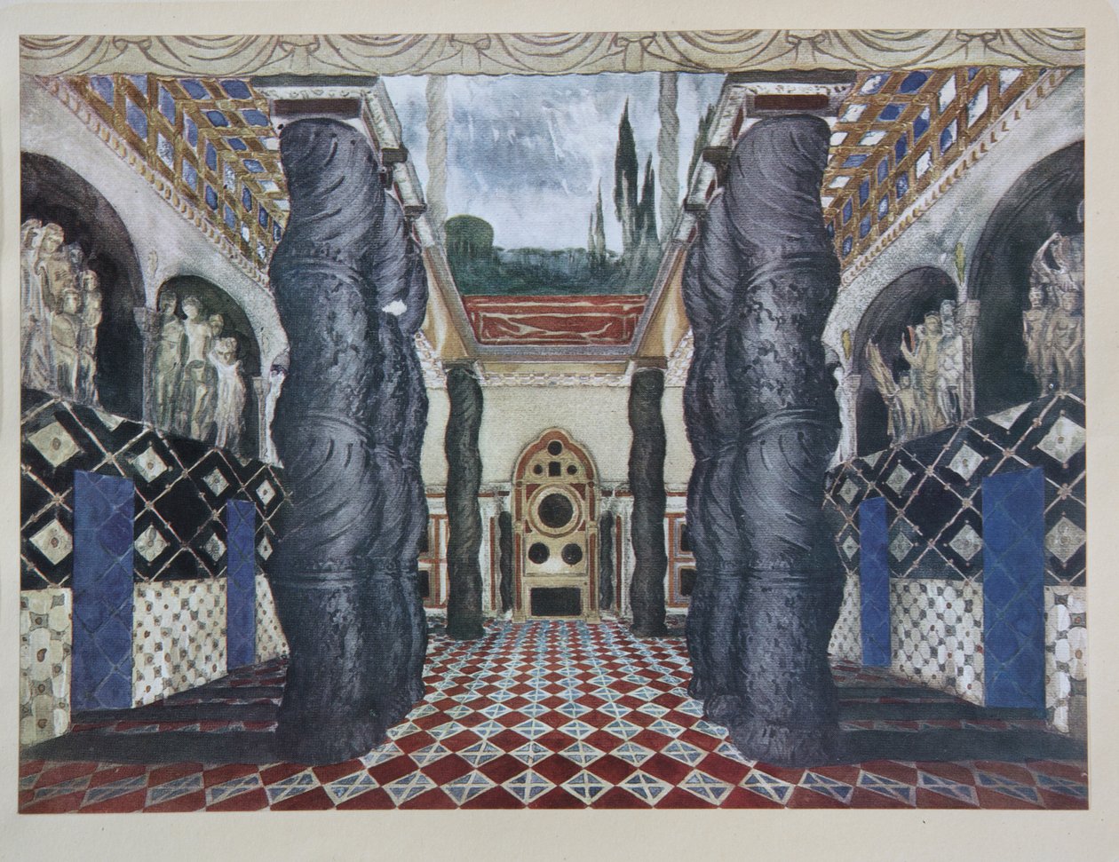 Décor de scène pour la pièce Le Martyre de Saint Sébastien de Gabriele D