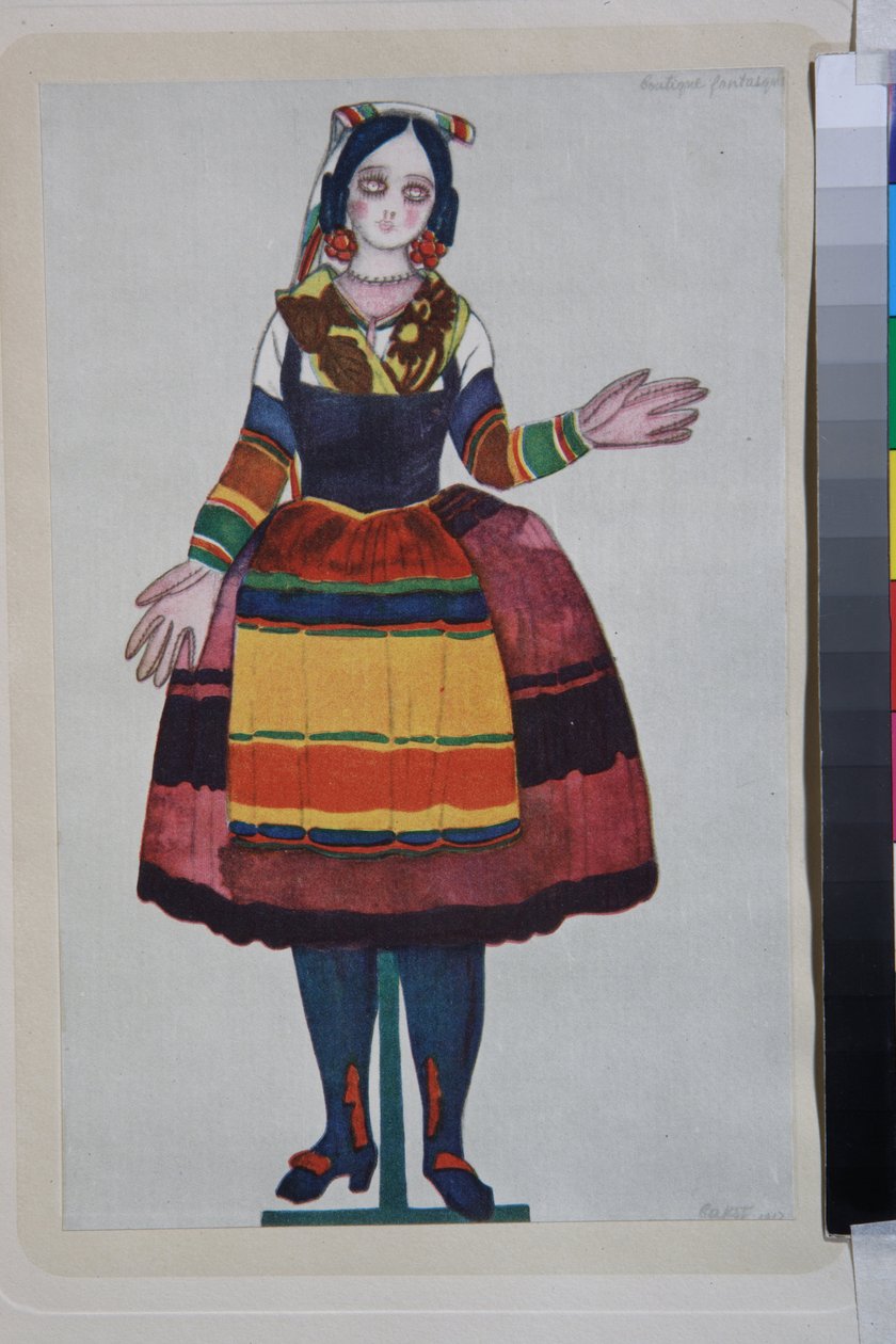 La poupée italienne, costume pour le ballet "La Boutique Fantasque" dirigé par Gioachino Rossini - Leon Bakst