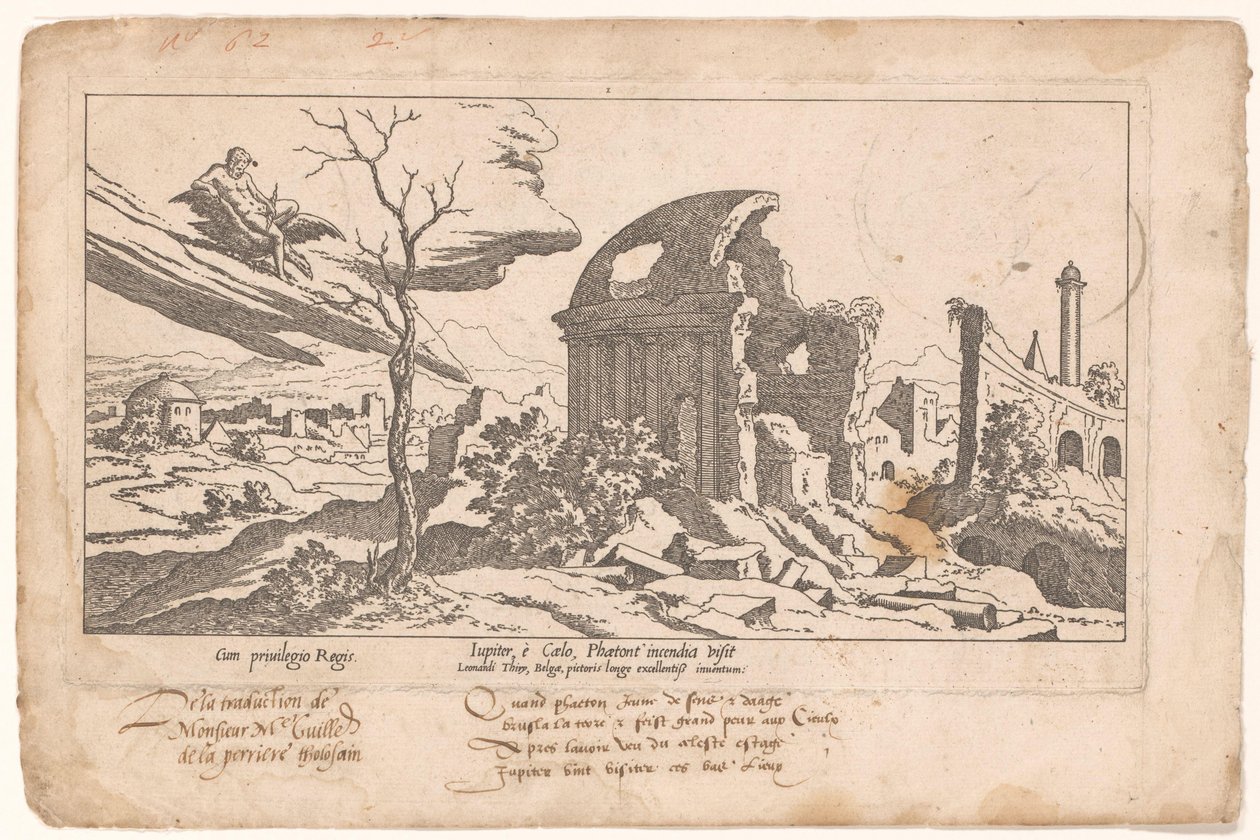 Jupiter contemple les dégâts causés par la chute de Phaéton - Leon Davent