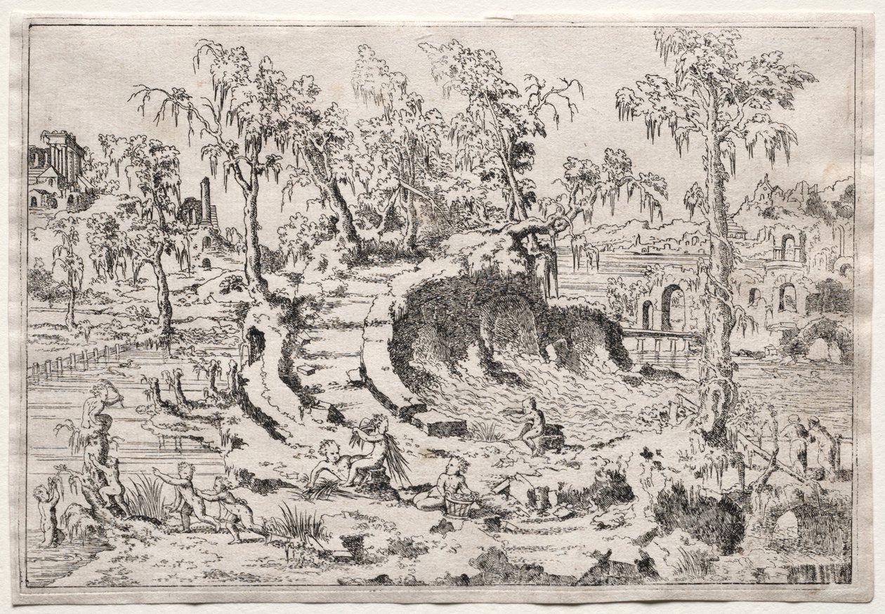 Paysage avec putti - Leon Davent