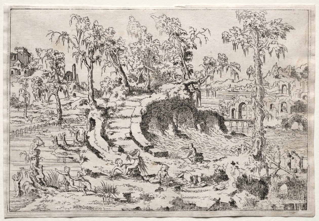 Paysage avec putti, vers 1550 - Leon Davent
