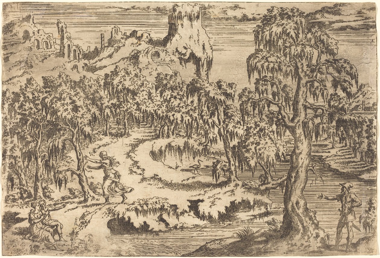 Paysage avec une Femme Fuyant à la Vue d