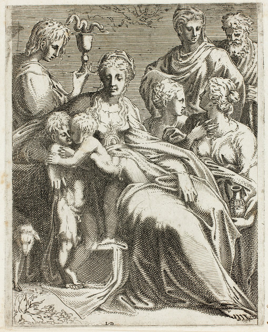 La Sainte Famille avec des Saints - Leon Davent