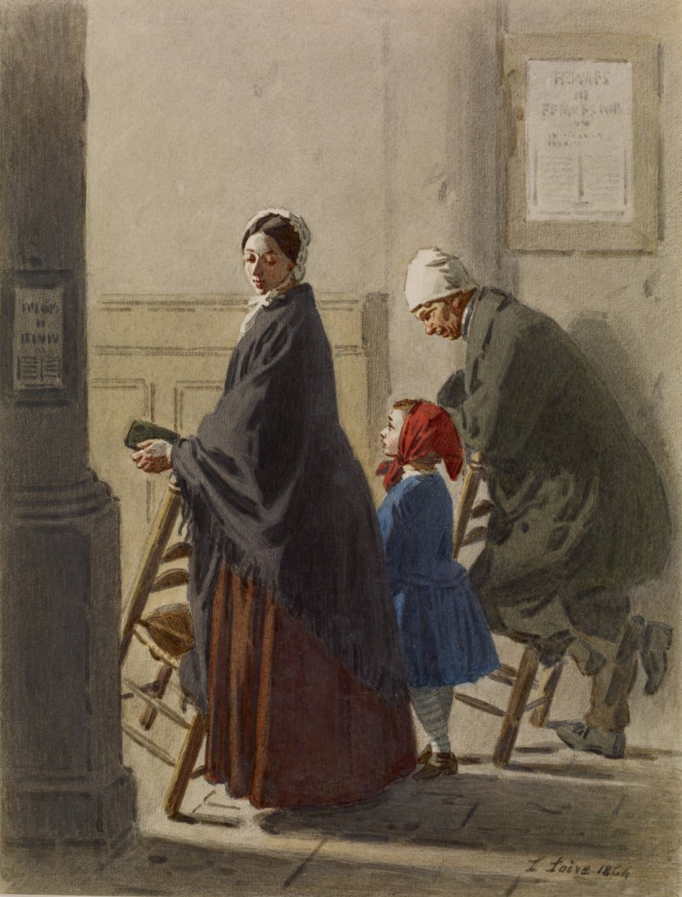 Homme, Femme et Fille en prière à l