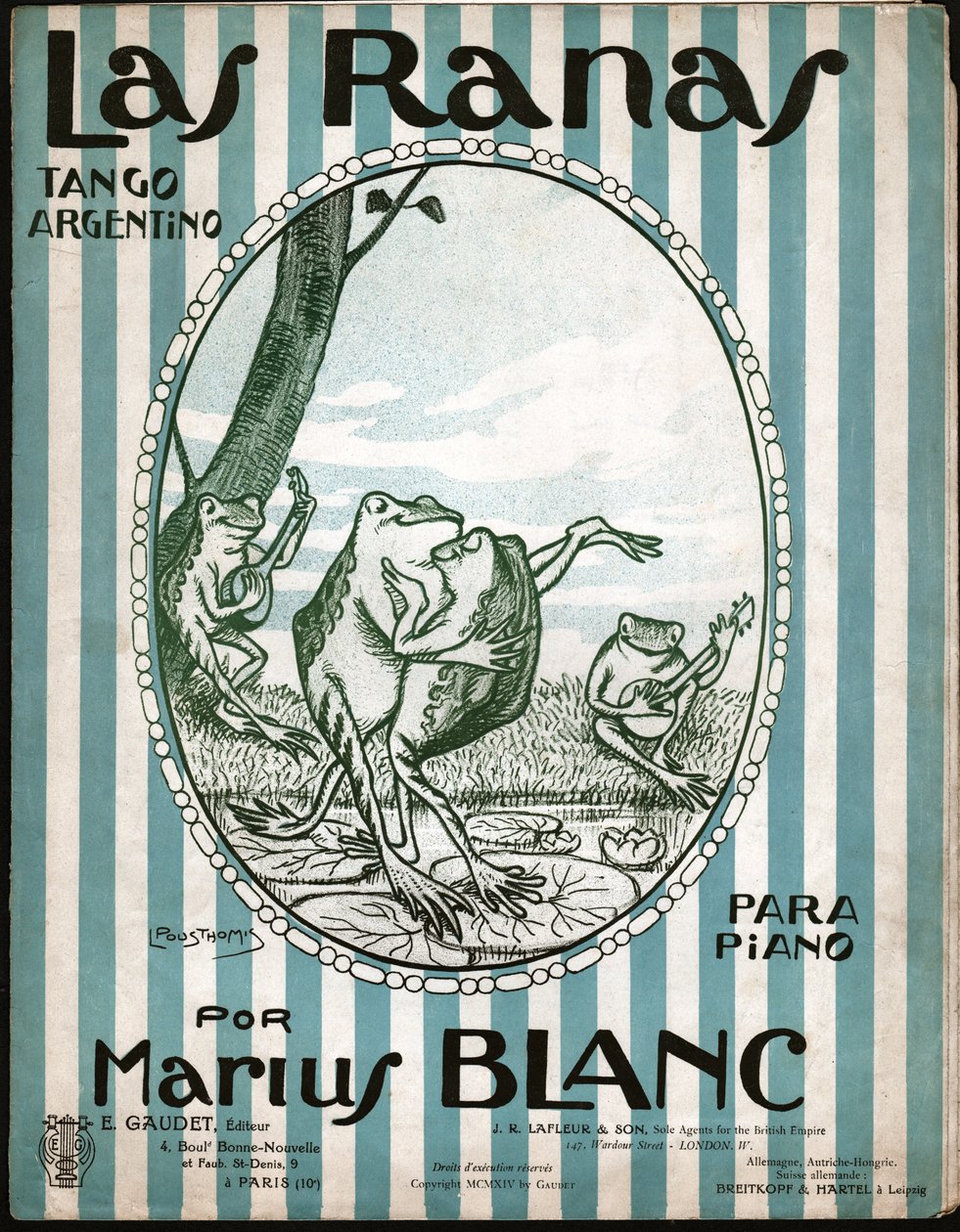 Grenouilles dansant le tango, 1914 (illustration) - Leon Pousthomis